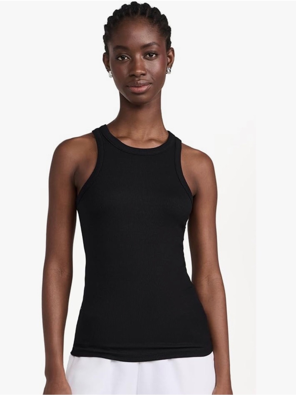 Splits59 Black Ribbed Racer Tank Top